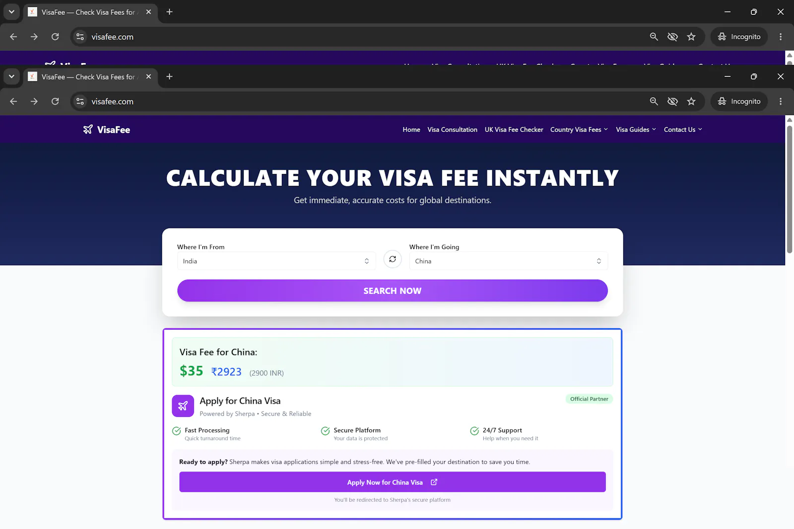 VisaFee screenshot 2
