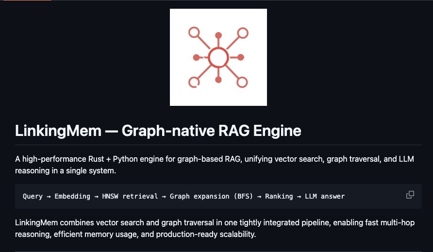 LinkingMem — Graph-native RAG Engine gallery image