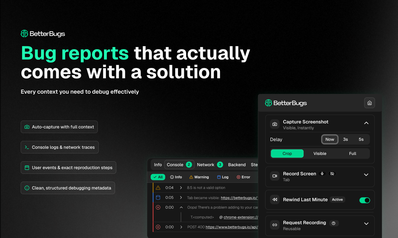 BetterBugs MCP - Main product screenshot demonstrating key features and user interface