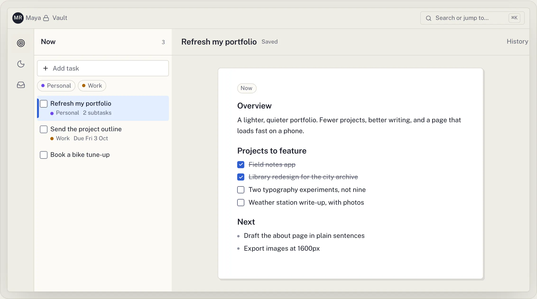 symplist - a calm task workspace gallery image
