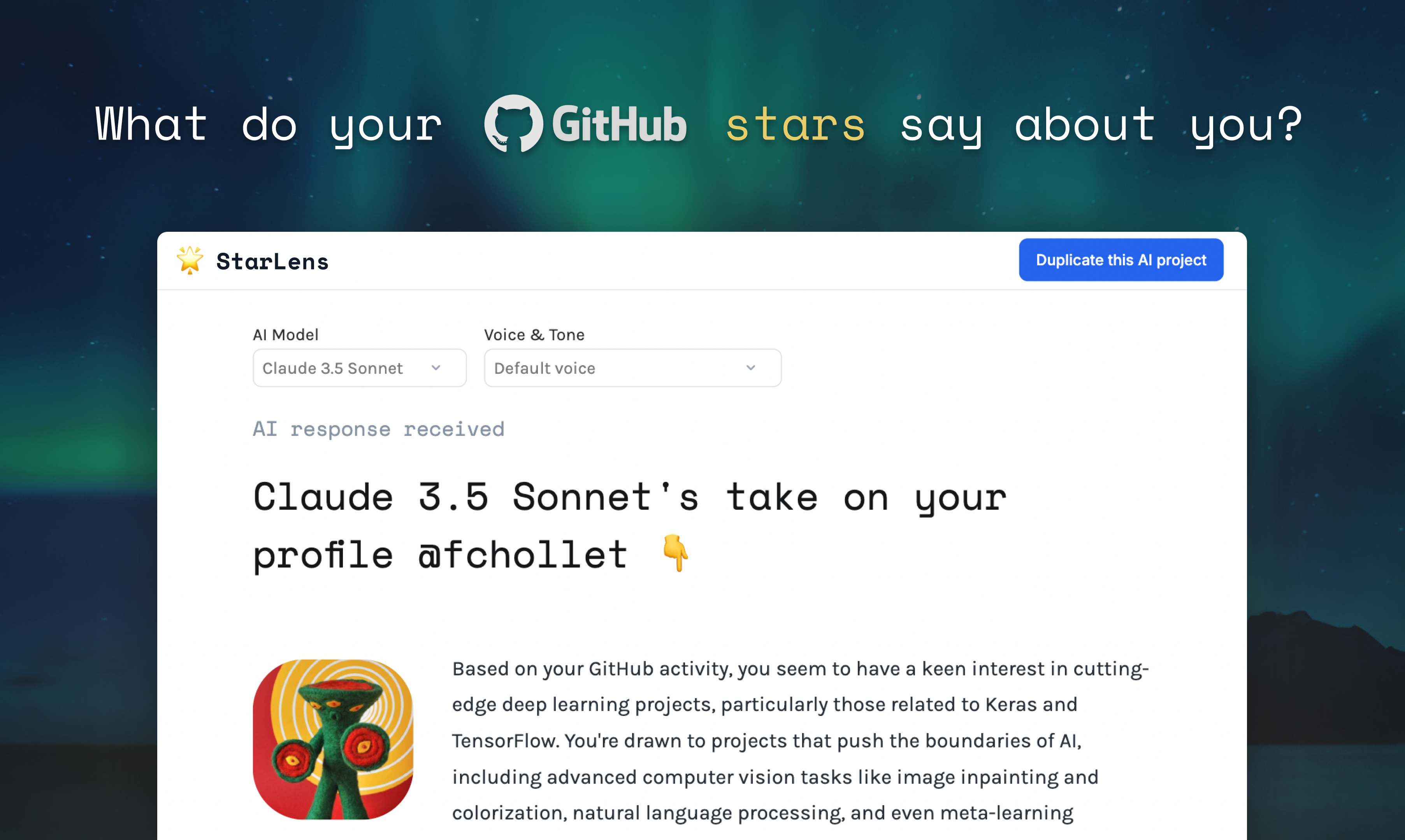 startuptile StarLens-What do your GitHub stars say about you?