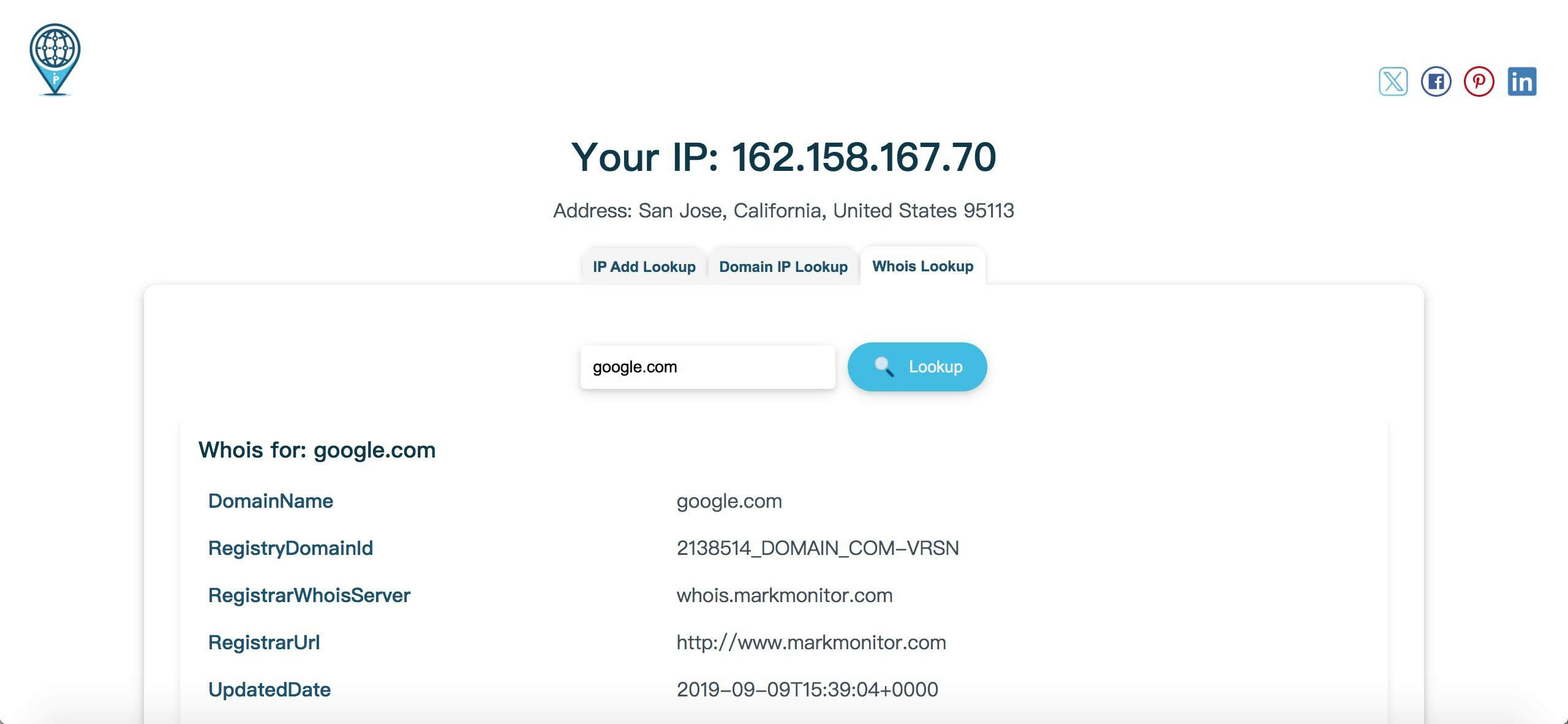 Media Pencarian alamat IP - Alamat IP Percuma, Domain IP dan Whois Lookup Online Alat 5
