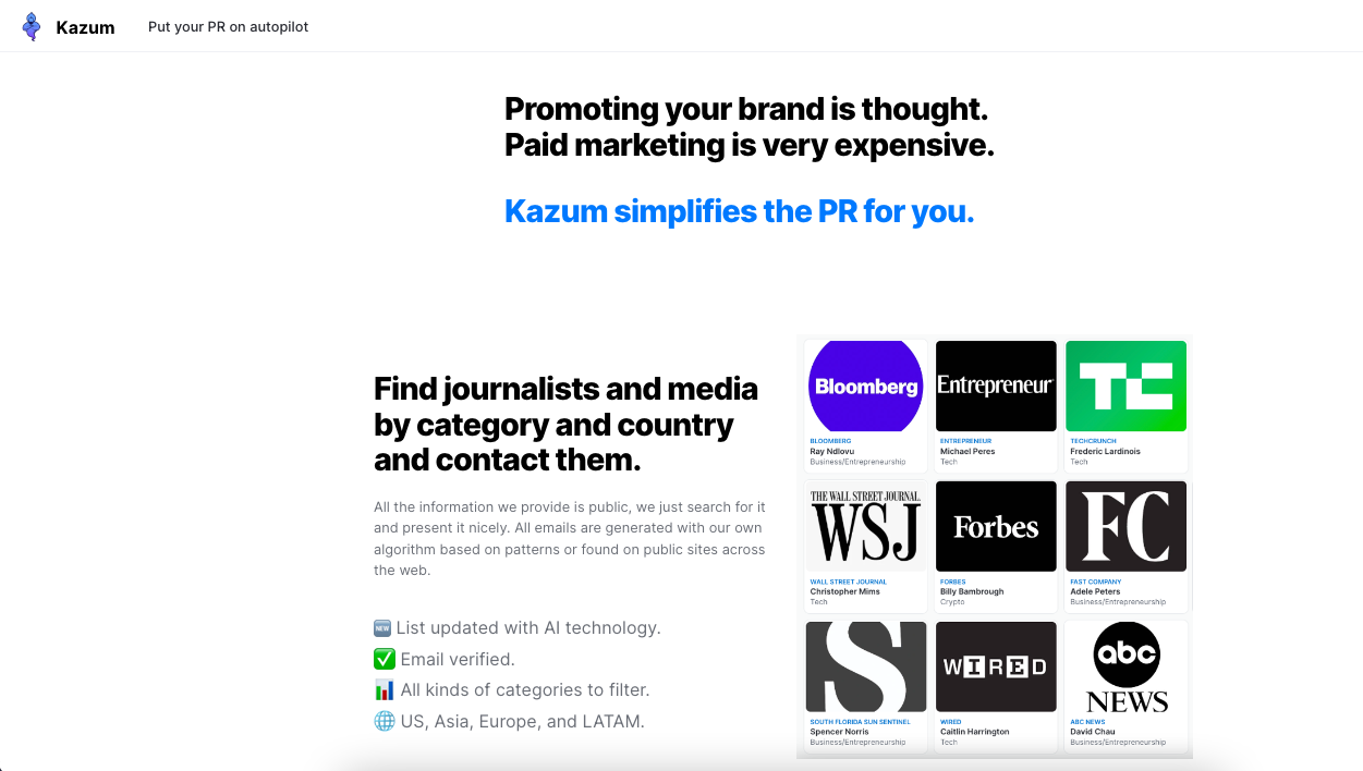 Kazum - Your AI PR assistant - Get your brand in front of thousands of journalists media 6