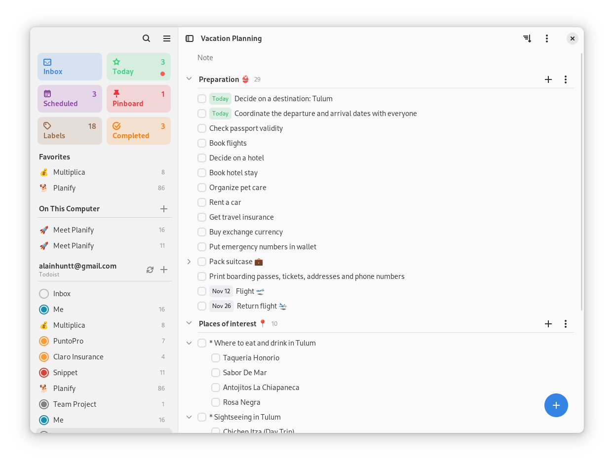 Planify - Main screenshot showing features and interface