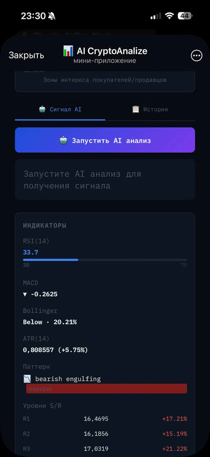 Crypto AI Dashboard screenshot 1
