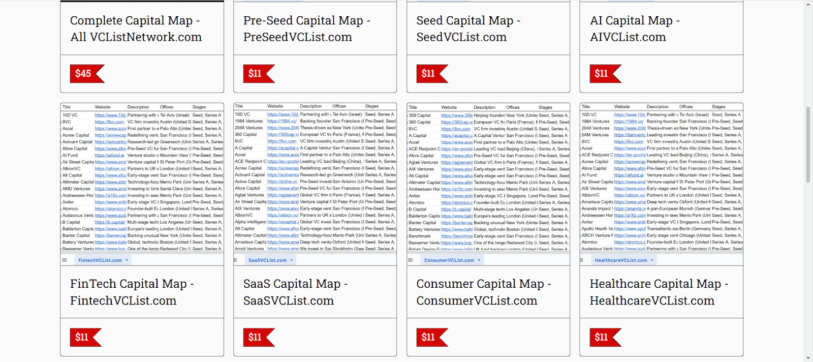 VCListNetwork.com screenshot 2