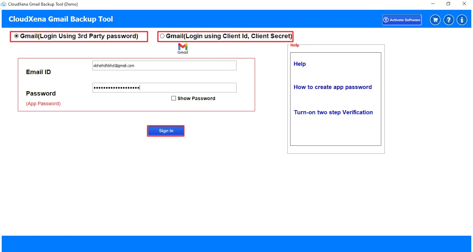 CloudXena Gmail Email Backup Tool screenshot 2
