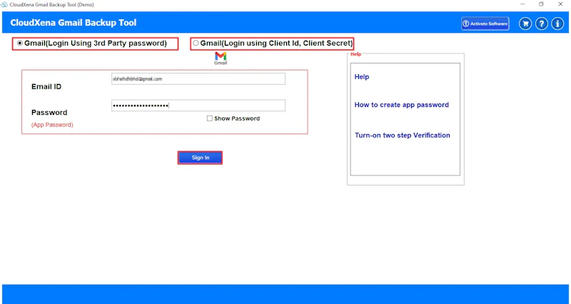 CloudXena Gmail Email Backup Tool screenshot 2