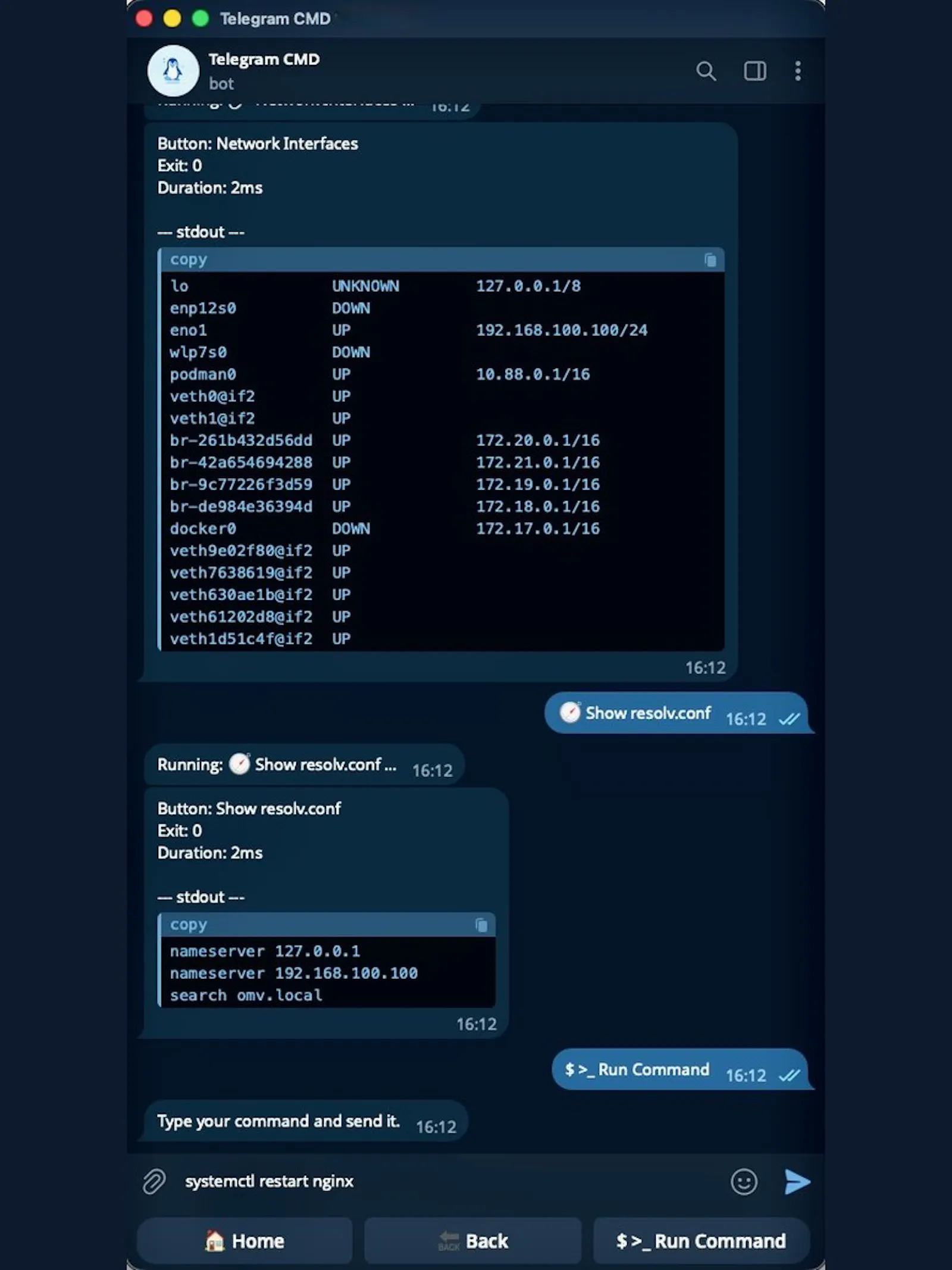 Telegram Commander screenshot 2