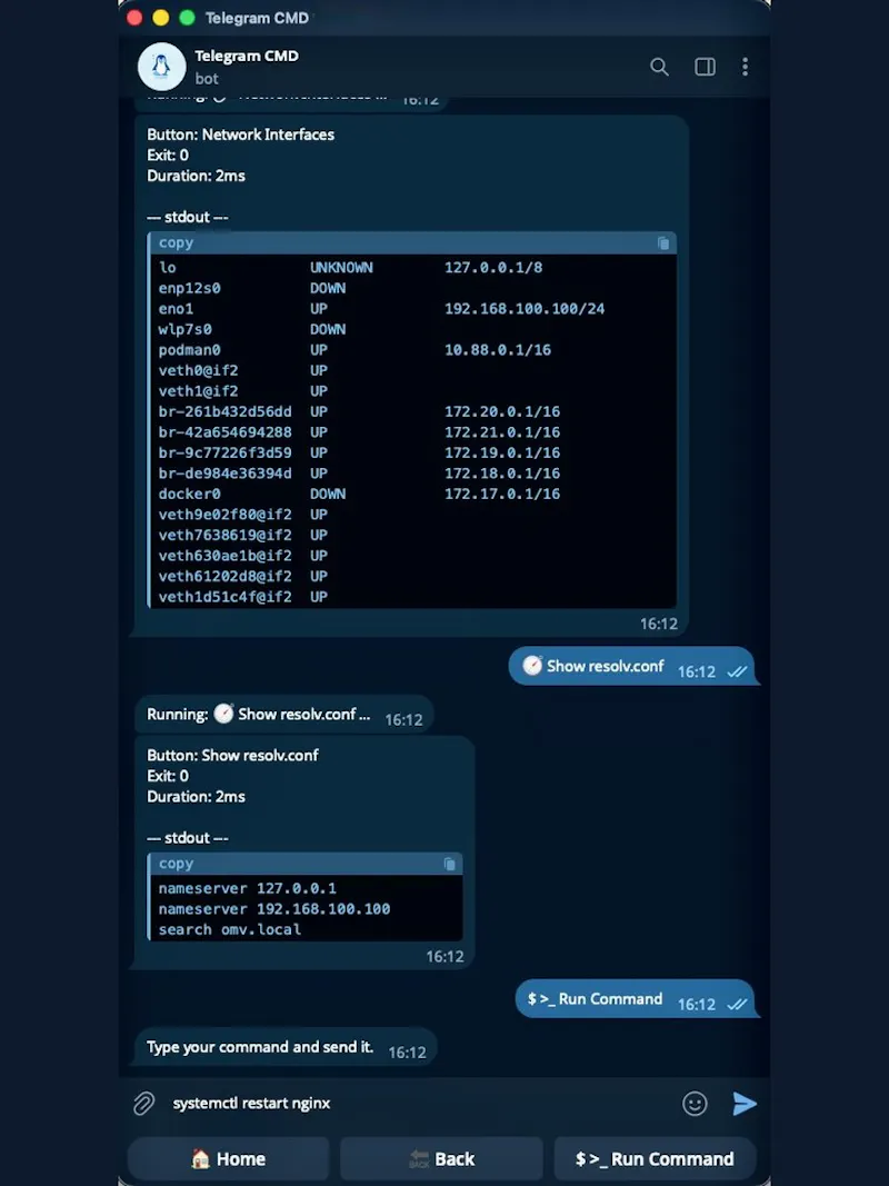 Telegram Commander screenshot 2