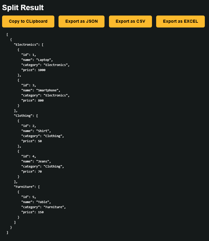 JSON SABLİSTER - JSON'u anahtarlara veya derinliğe bölün, daha küçük dizilere segmentlere ayırın medya 2