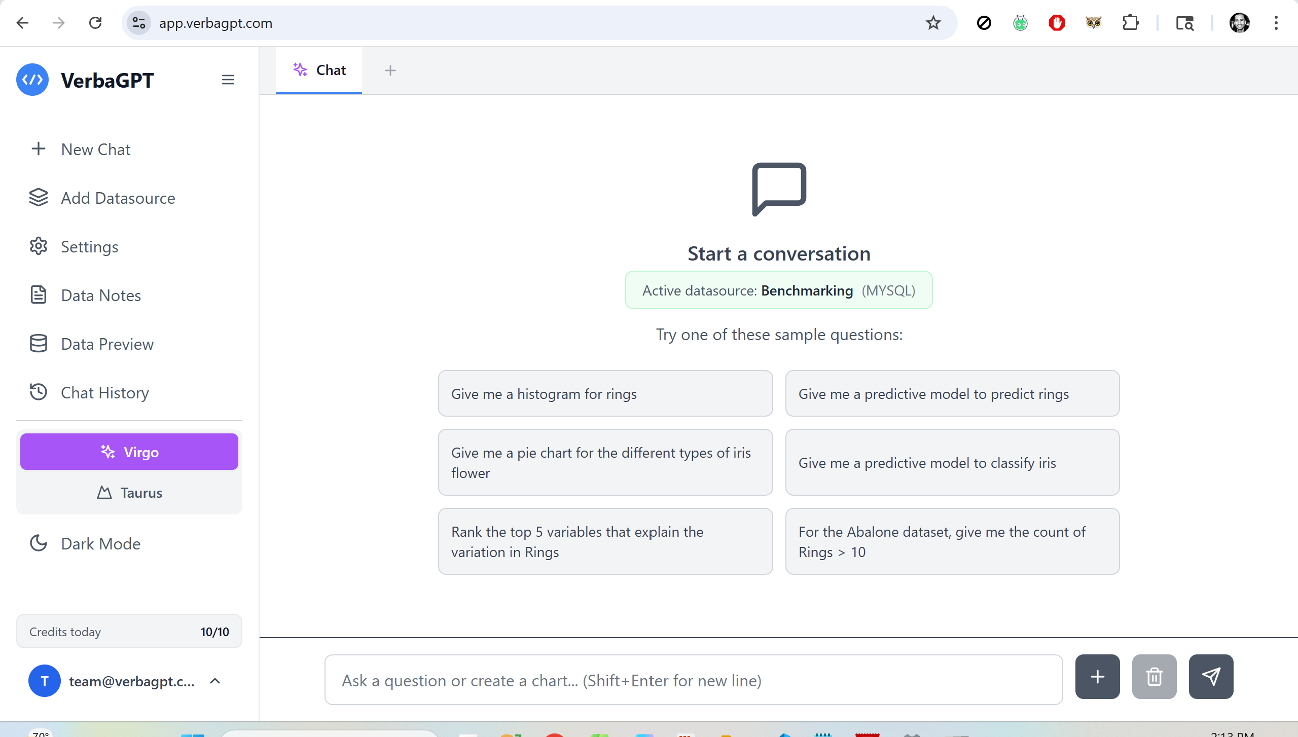 VerbaGPT - Main product screenshot demonstrating key features and user interface