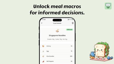 칼로리 추적 앱이 표시된 스마트폰의 그림으로, 음식 운반기와 소비한 칼로리의 수가 보입니다.