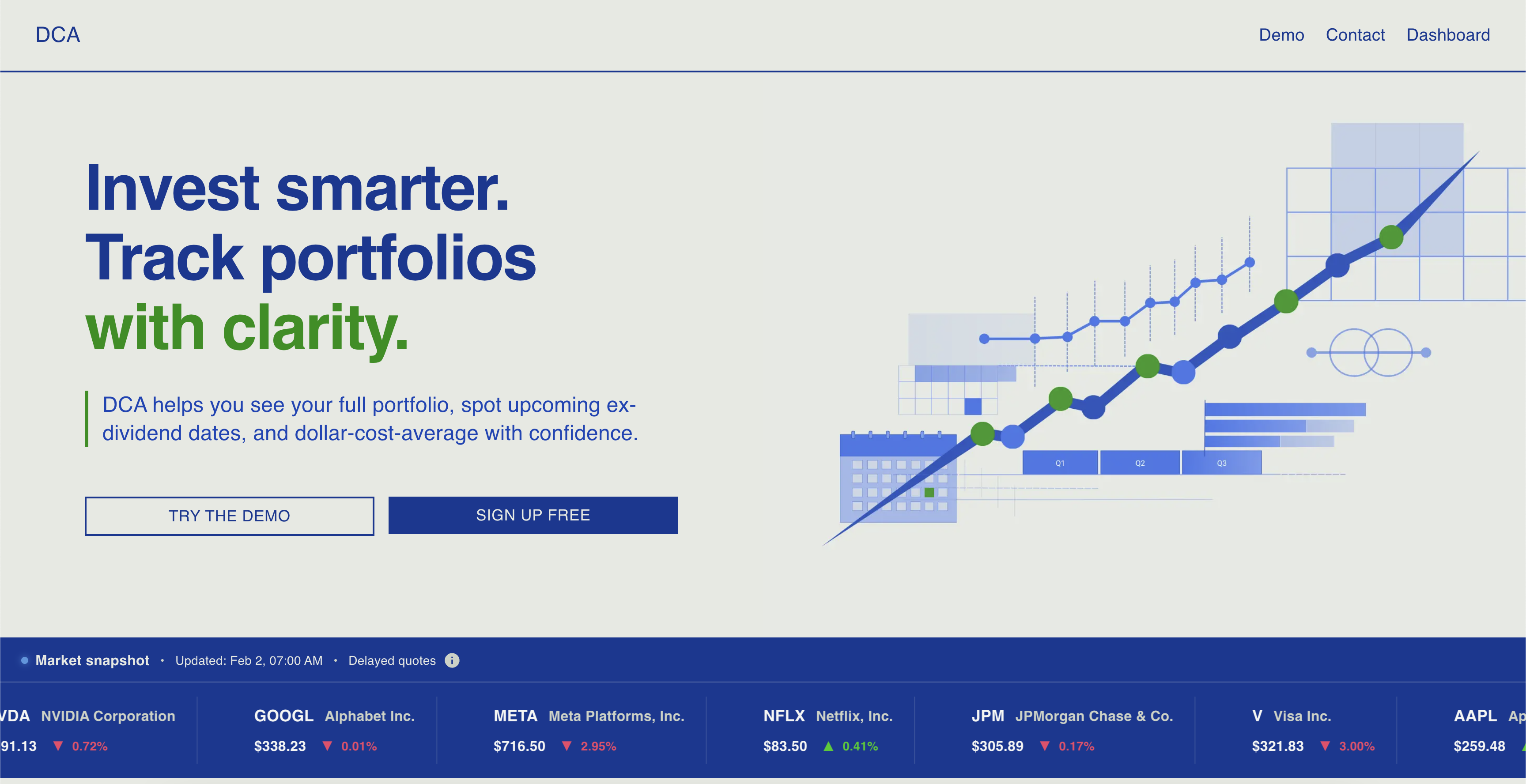 DCA — Portfolio & Dividend Tracker - Main product screenshot demonstrating key features and user interface