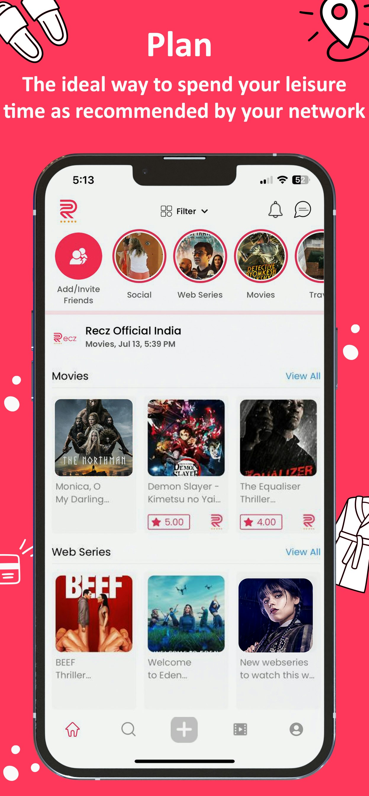 Recz - सामाजिक सिफारिश ऐप media 7