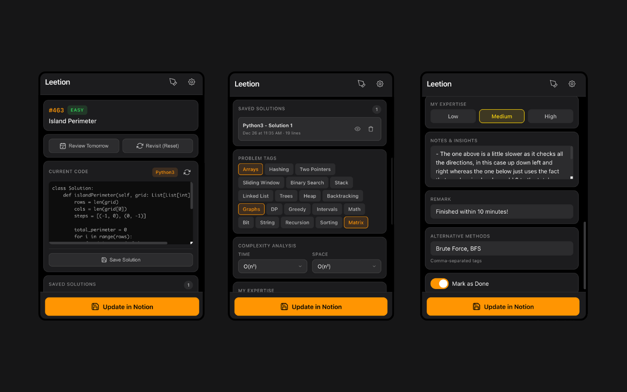 Leetion - Main product screenshot demonstrating key features and user interface