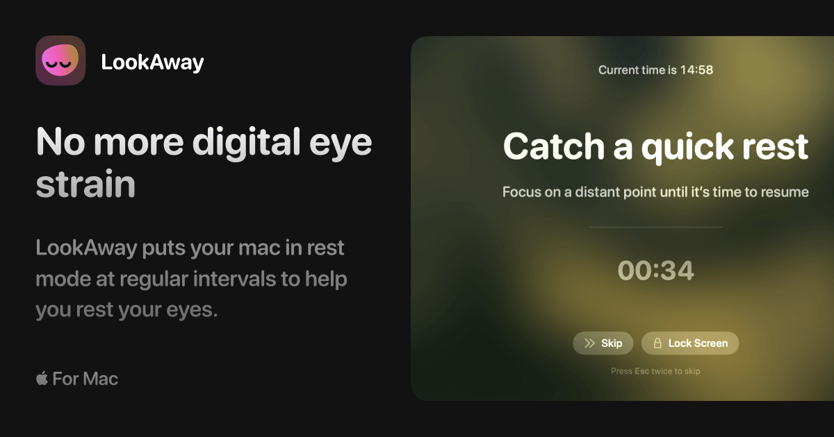 startuptile LookAway-Protect your eyes while boosting your productivity