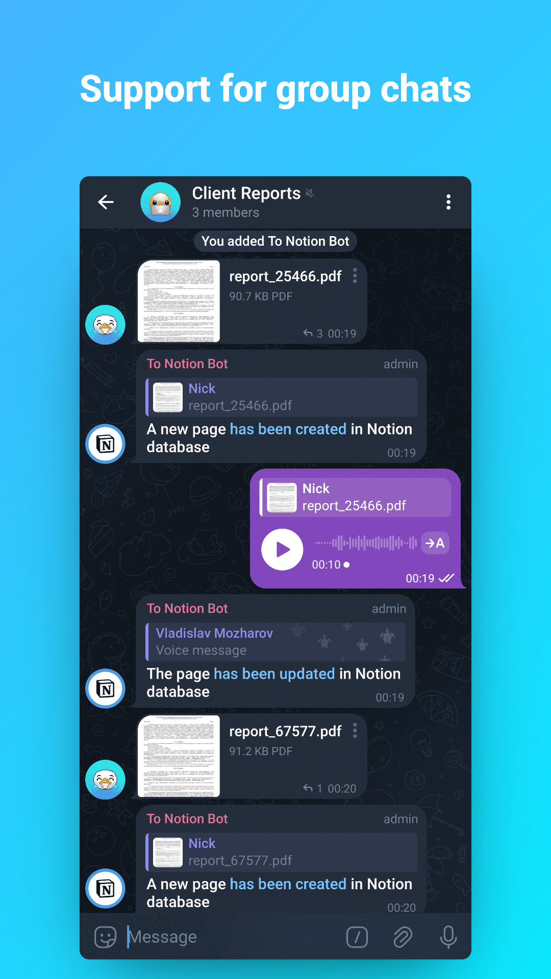 وسائط لفكرة الروبوت - إرسال محتوى من Telegram على الفور إلى الفكرة 2