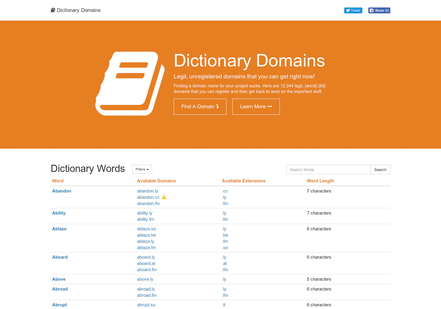 Dictionary Domains