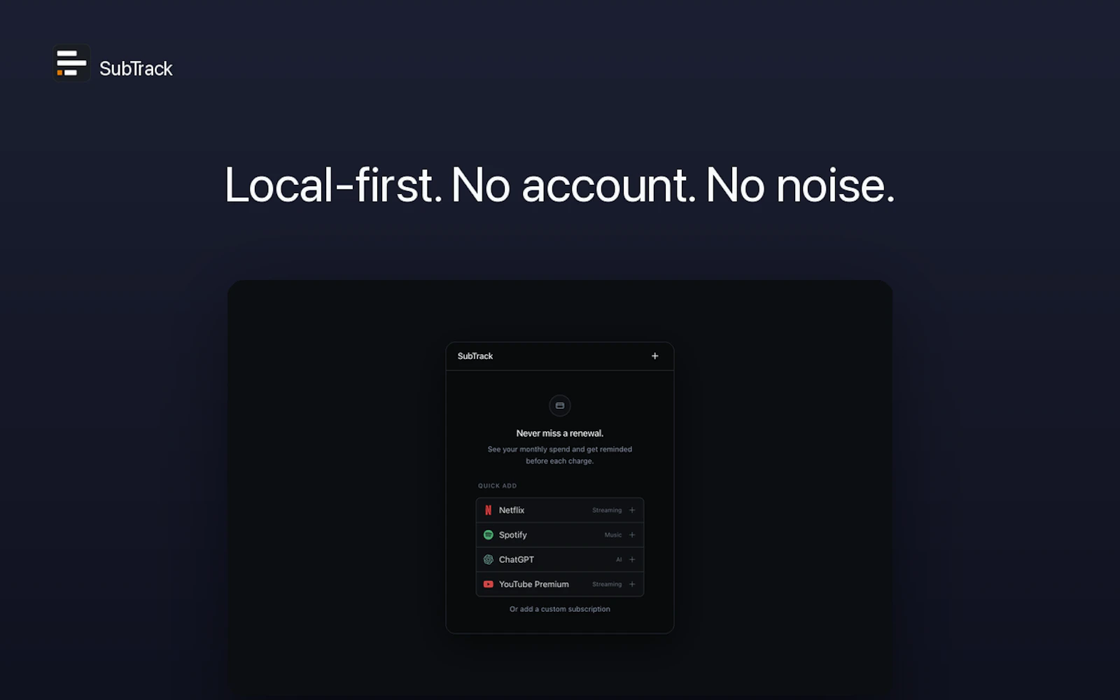 SubTrack screenshot 1