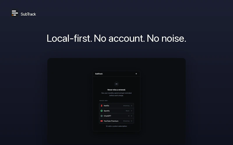 SubTrack screenshot 1