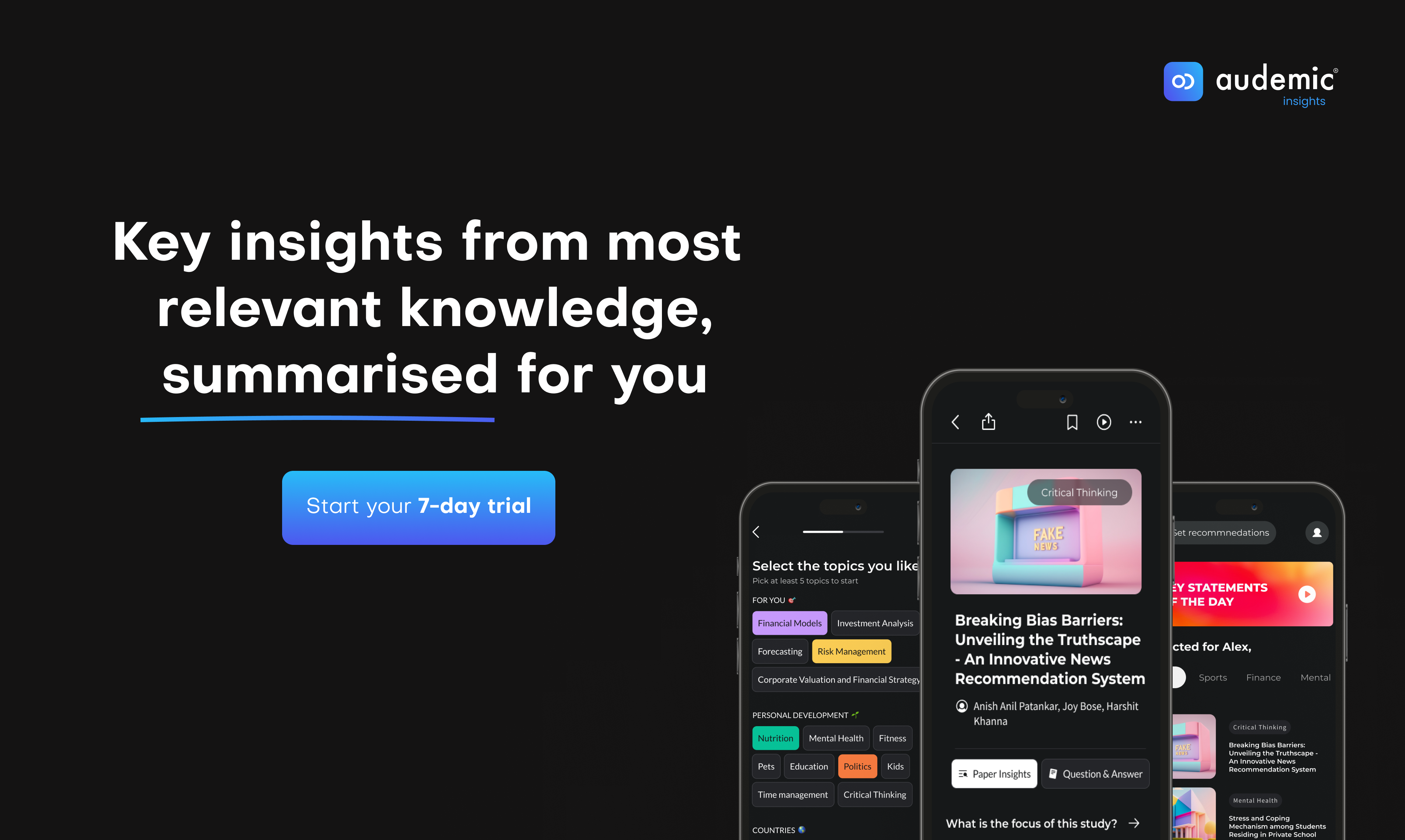 startuptile Audemic Insights-Blinkist but for 11000+ research papers and reports