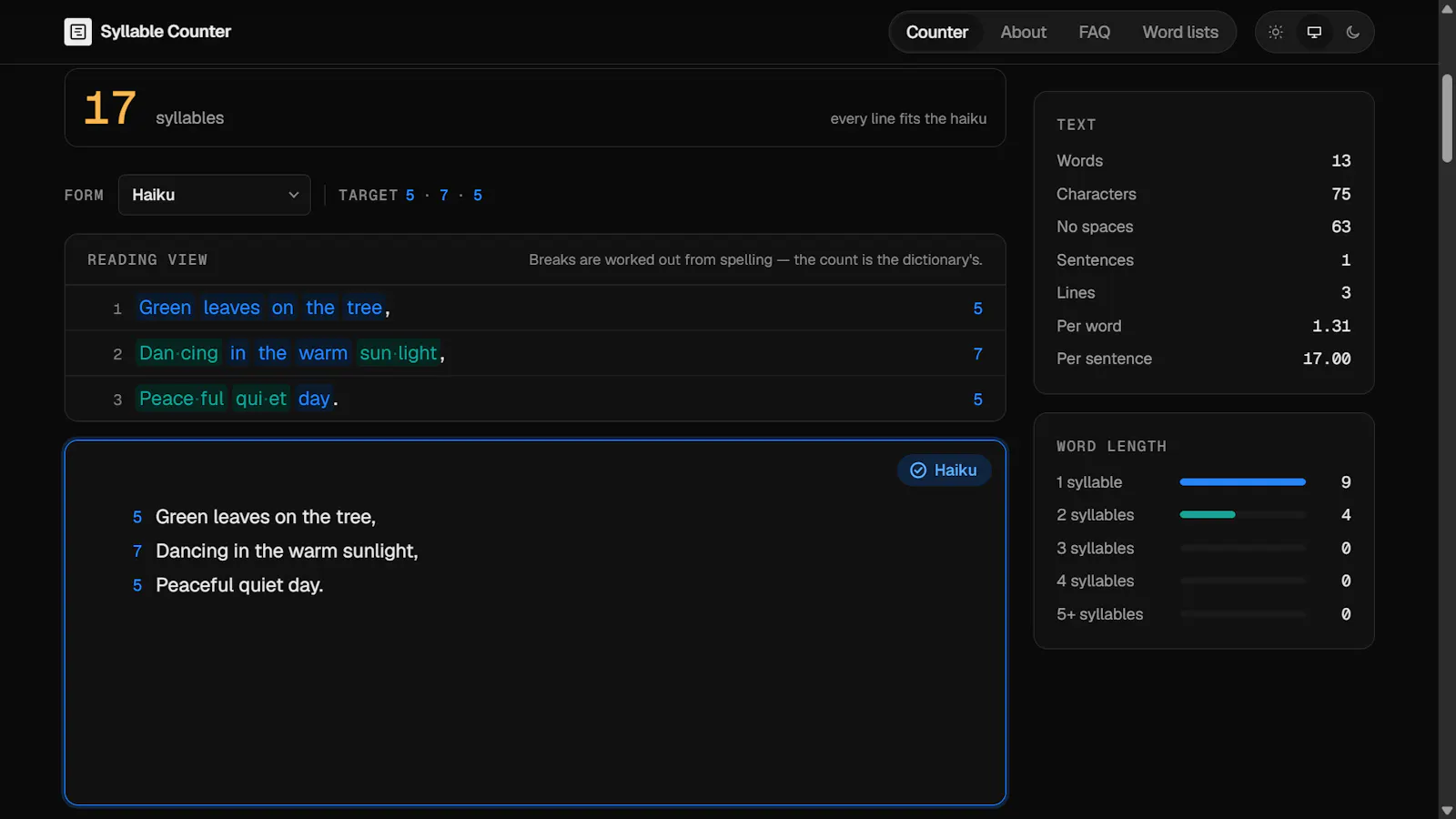 Syllable Counter screenshot 3