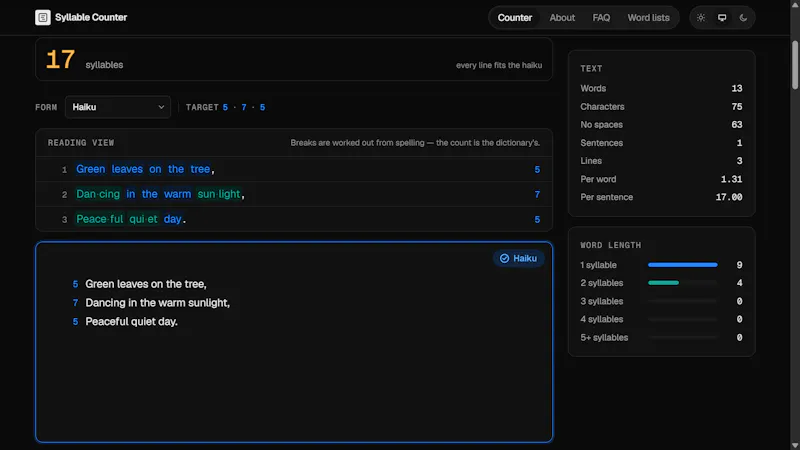 Syllable Counter screenshot 3
