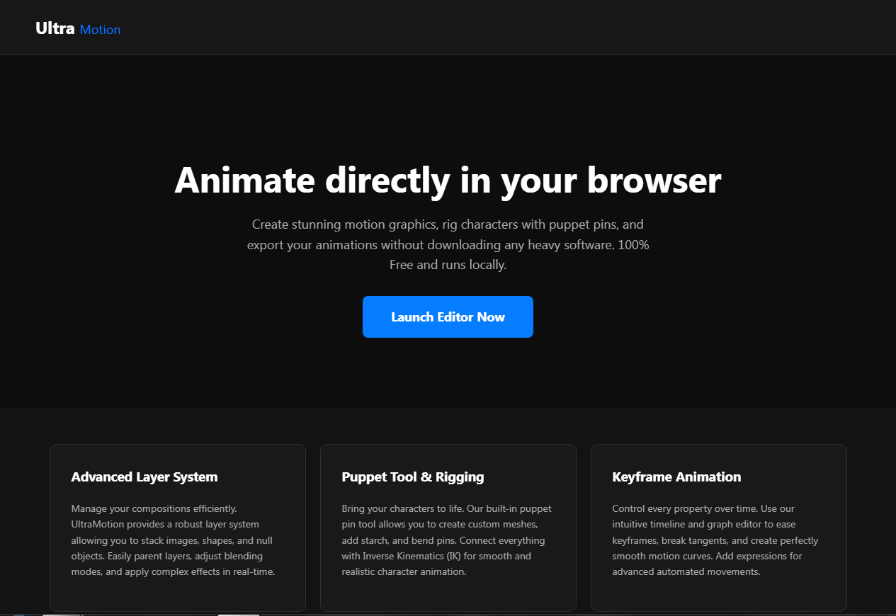 UltraMotion - Main product screenshot demonstrating key features and user interface
