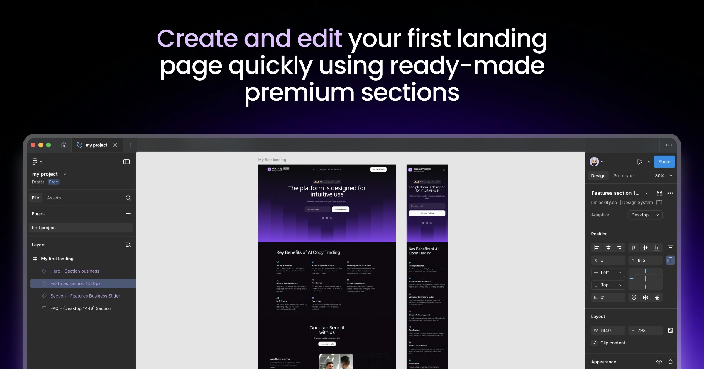 Figma section templates gallery image