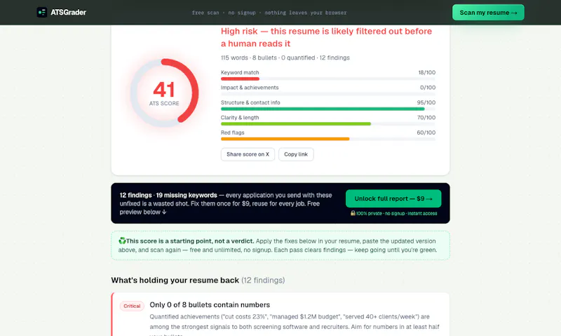 ATSGrader screenshot 2