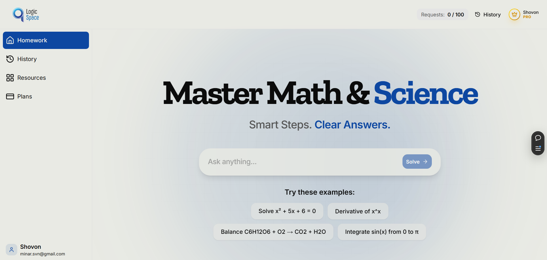 Logiq - AI Math Solver - Main product screenshot demonstrating key features and user interface