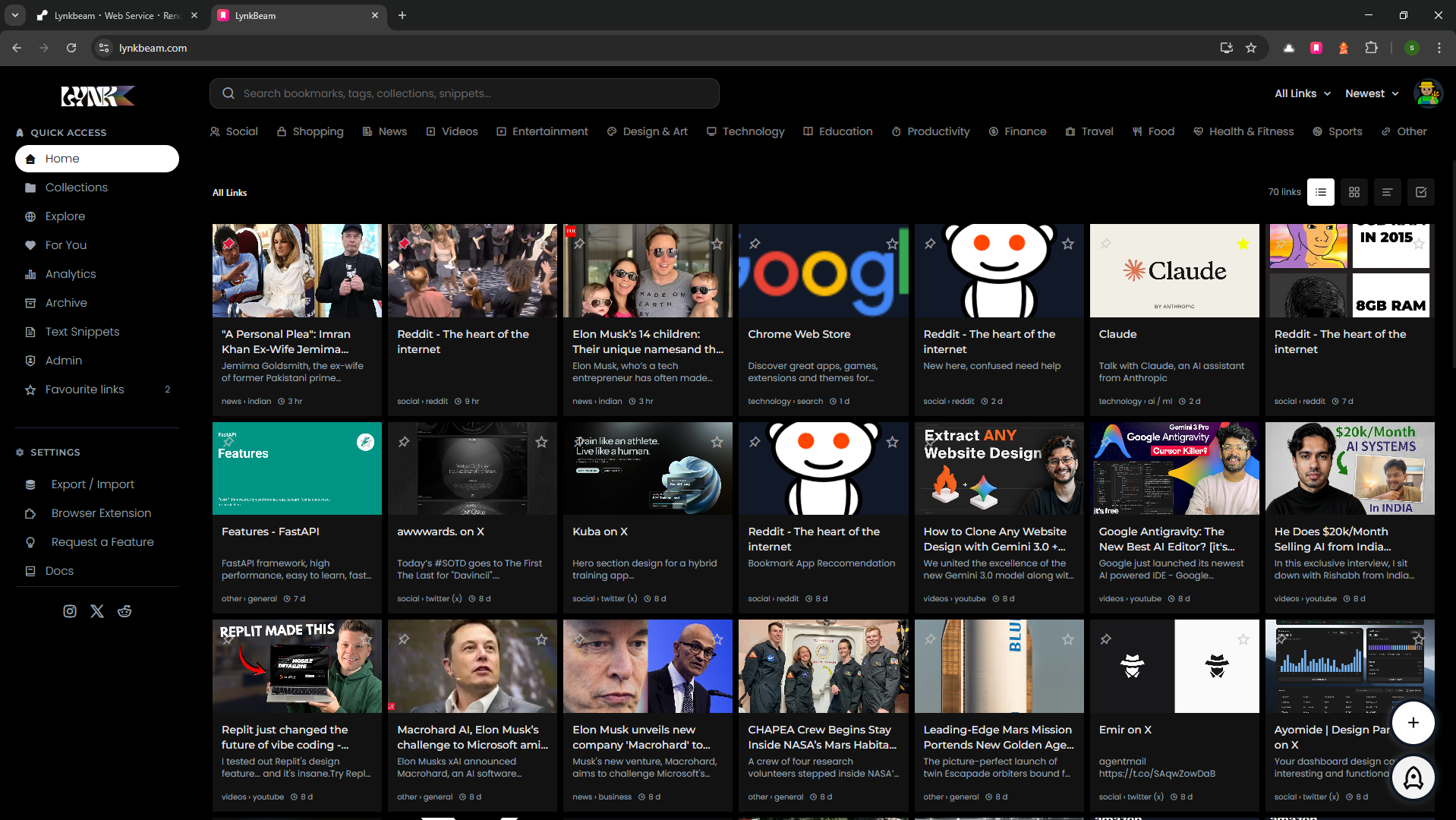 LynkBeam - Main product screenshot demonstrating key features and user interface