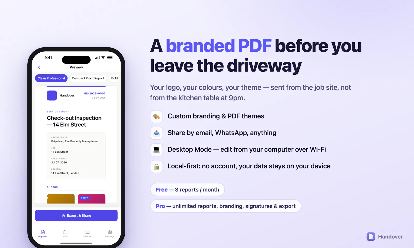 Handover — Proof of work in minutes screenshot 2