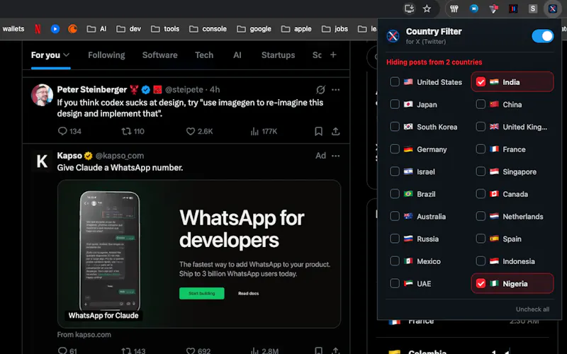 Country Filter for X (Twitter) screenshot 2