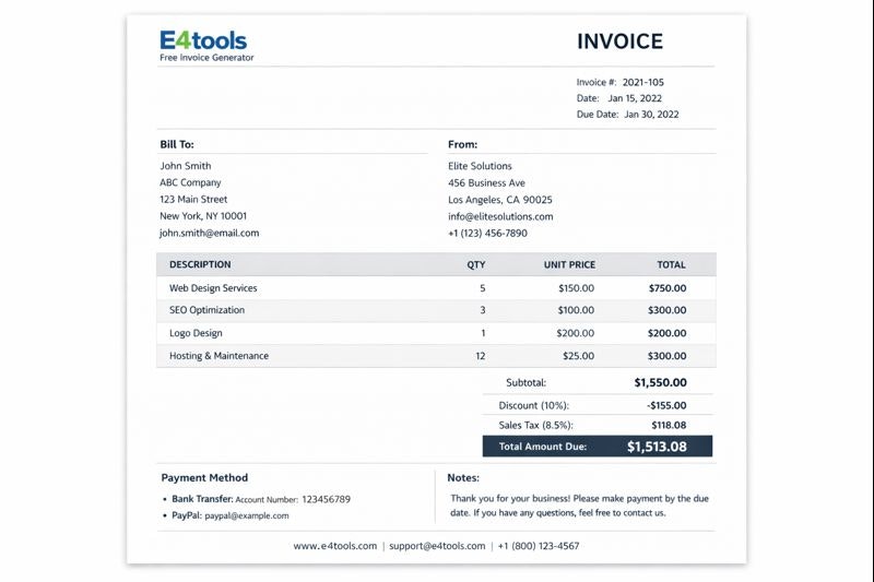Free Online Invoice Generator - Screenshot 4 showing product features and functionality