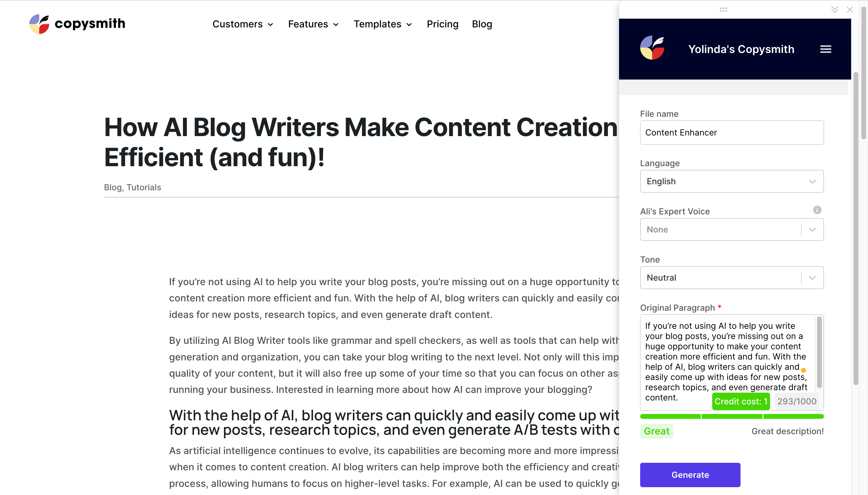 Copysmith Chrome Extension gallery image