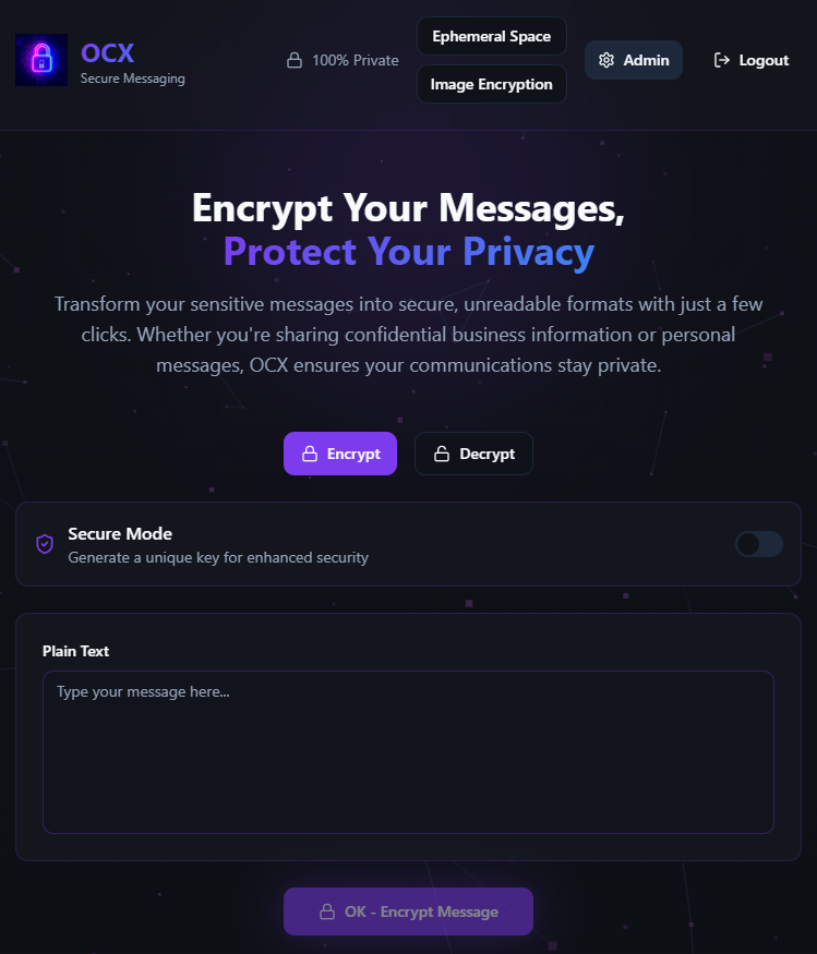 OcodX - Main product screenshot demonstrating key features and user interface