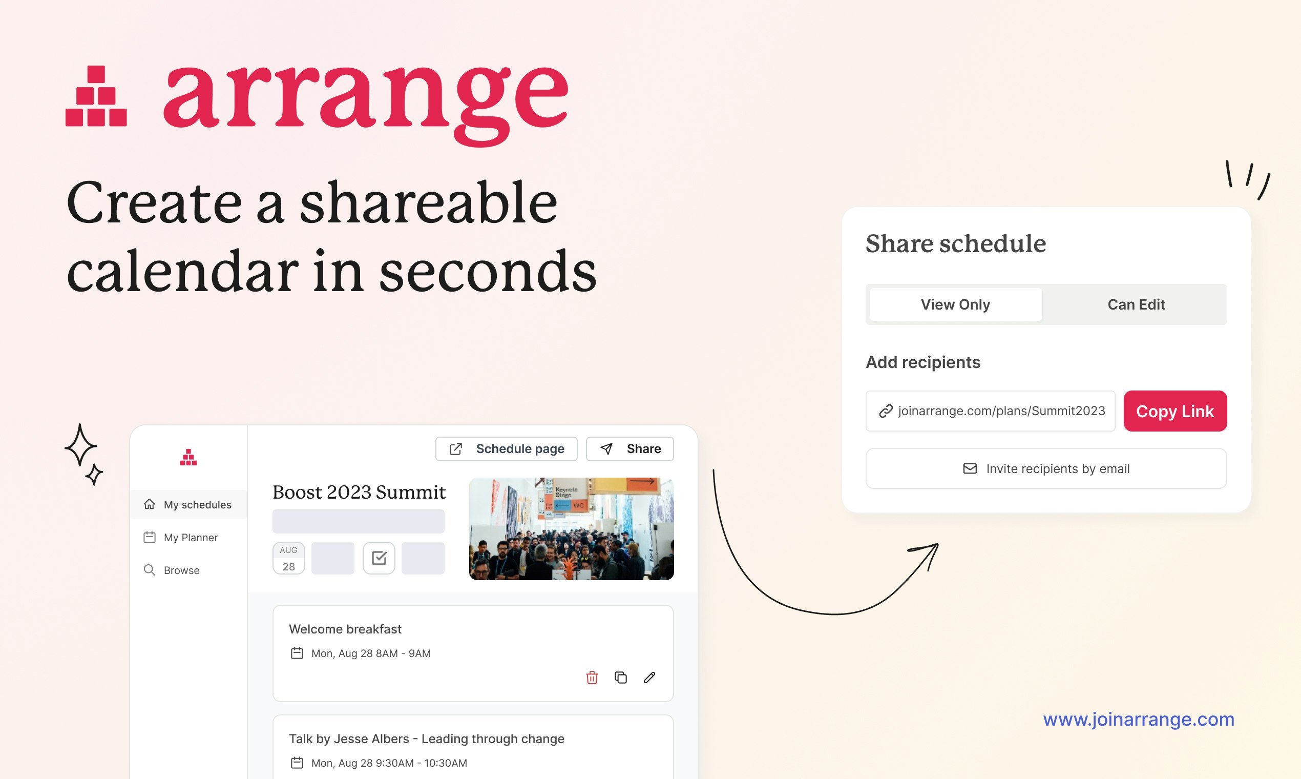 startuptile Arrange-Create a shareable calendar in seconds