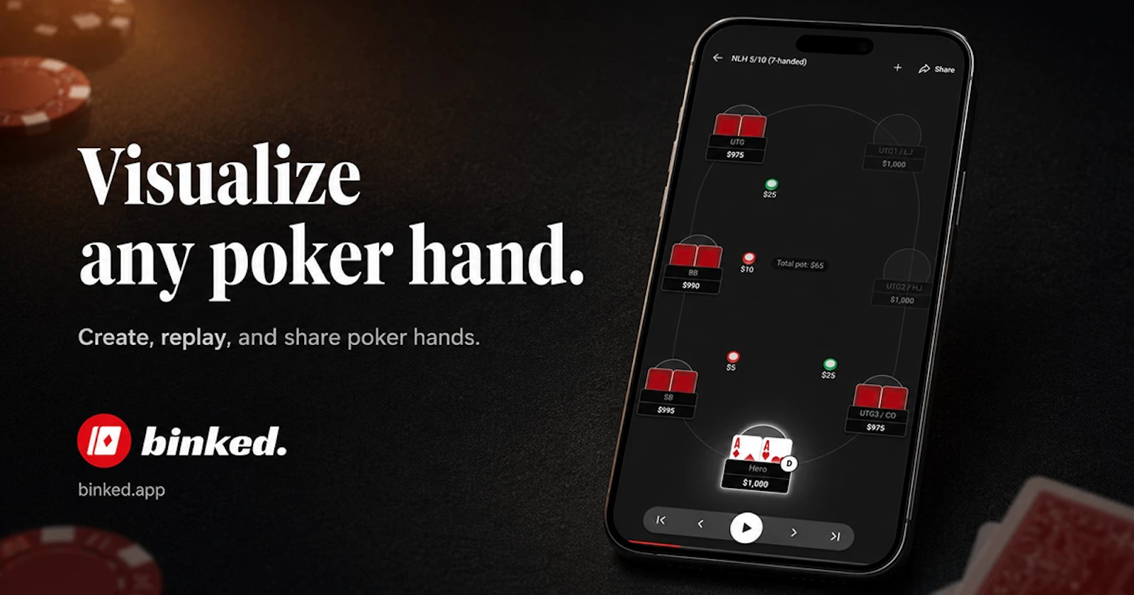 binked: Poker Hand Replayer screenshot 1