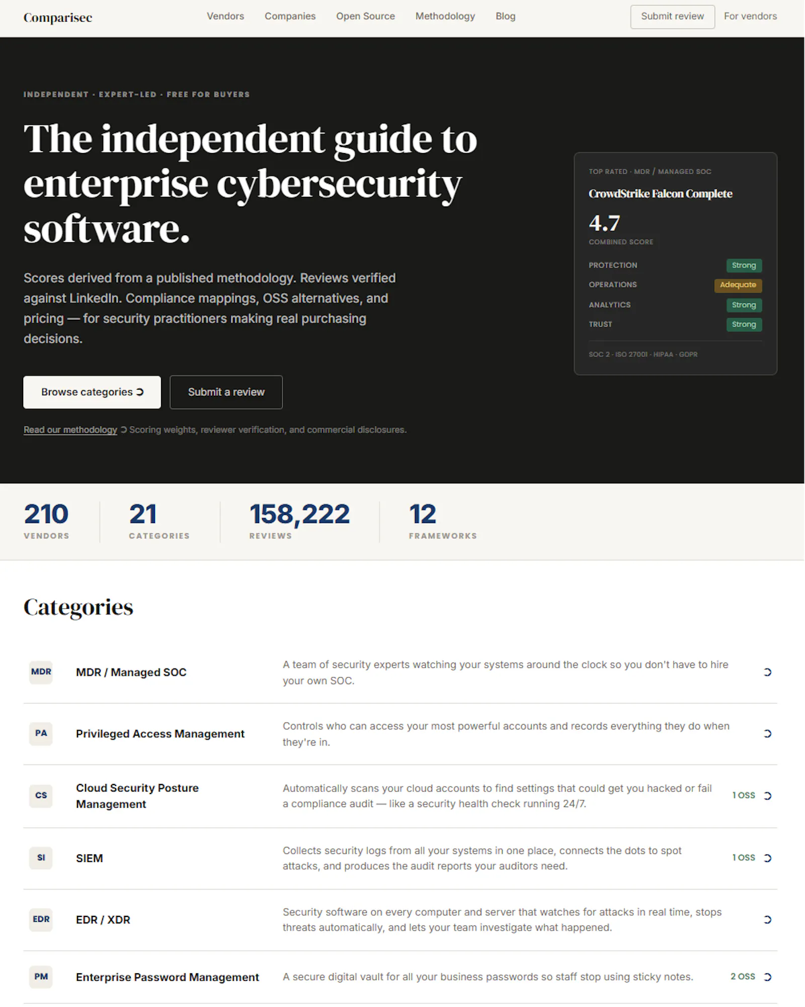 Comparisec - Cyber Comparison Tool screenshot 1