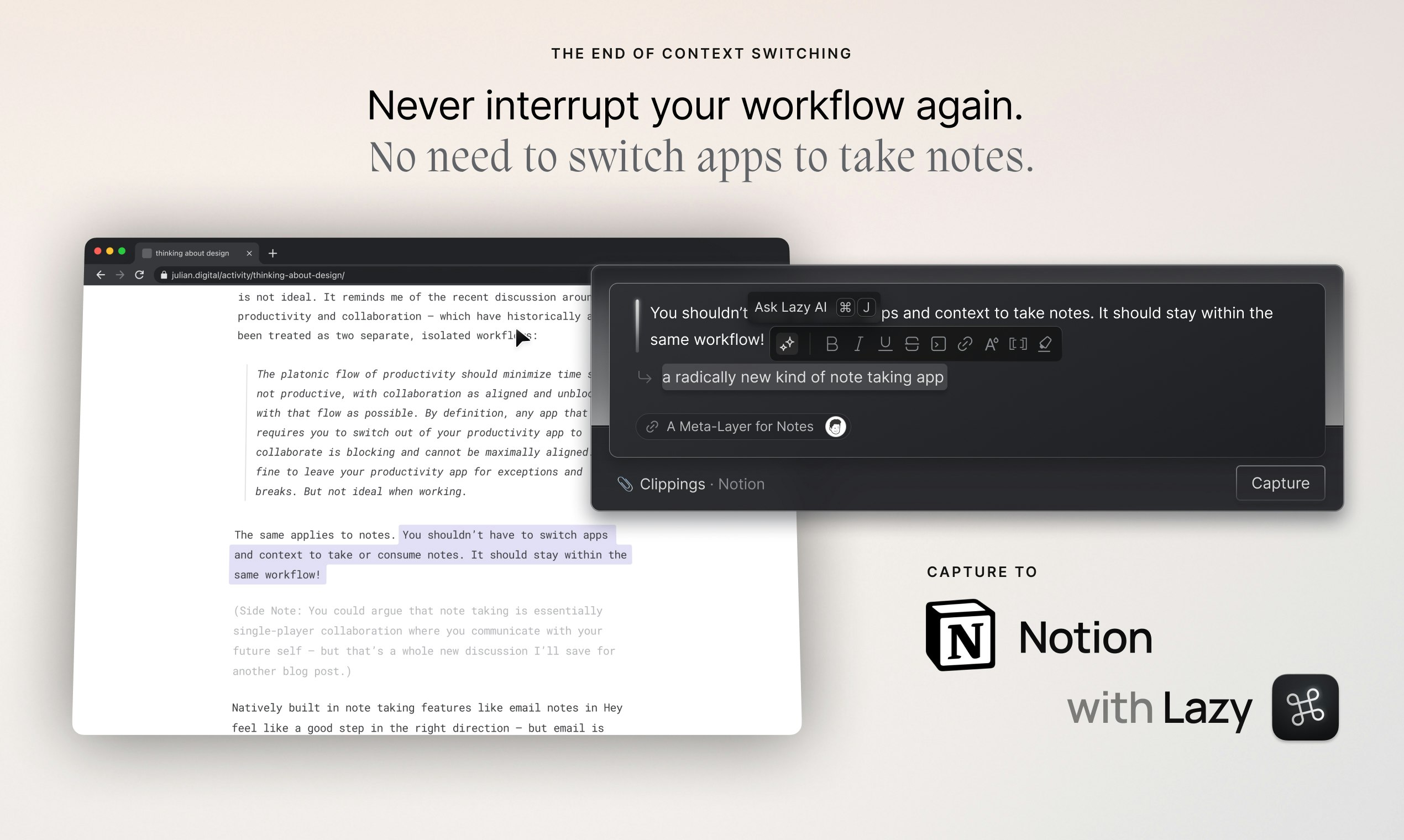 Média Paresseux – Capturez vers Notion - Un ⌘ raccourci pour capturer n'importe quoi directement dans Notion ⚡️ 2
