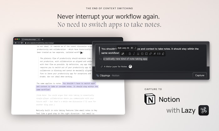 Lazy — Capture to Notion产品图