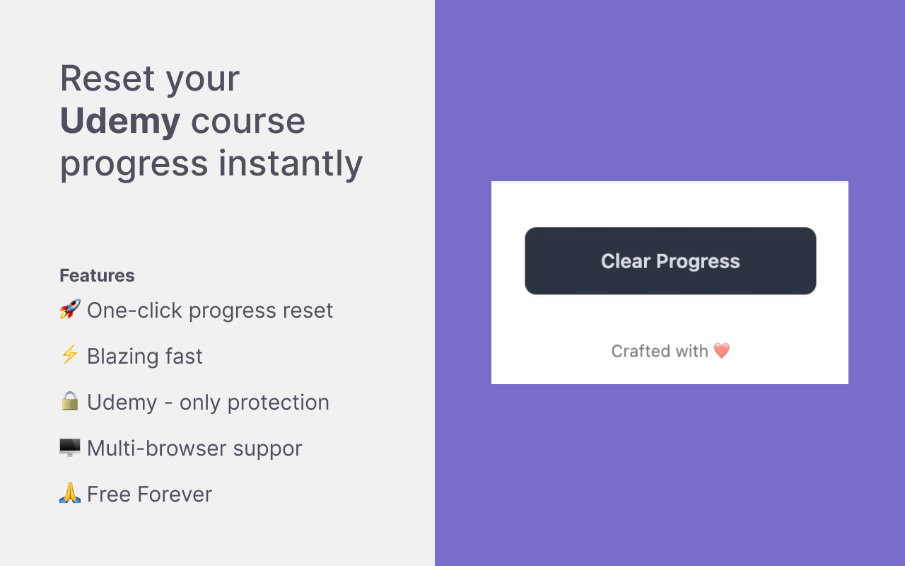 Udemy reset Progress - Ripristina il tuo corso di Udemy Course istantaneamente con un clic 🚀 media 1