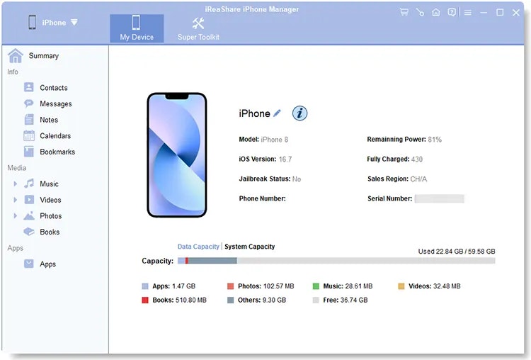 Media Pengurus iPhone - Dengan mudah memindahkan dan menguruskan data iOS 1