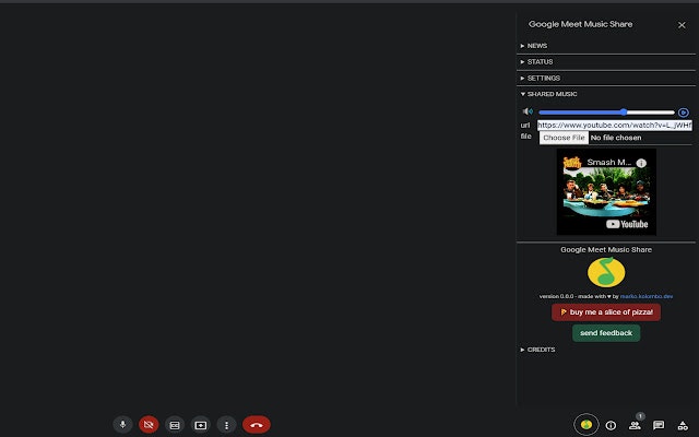 وسائط الموسيقى المشتركة - Music Music Chrome Extension Google Meet 1