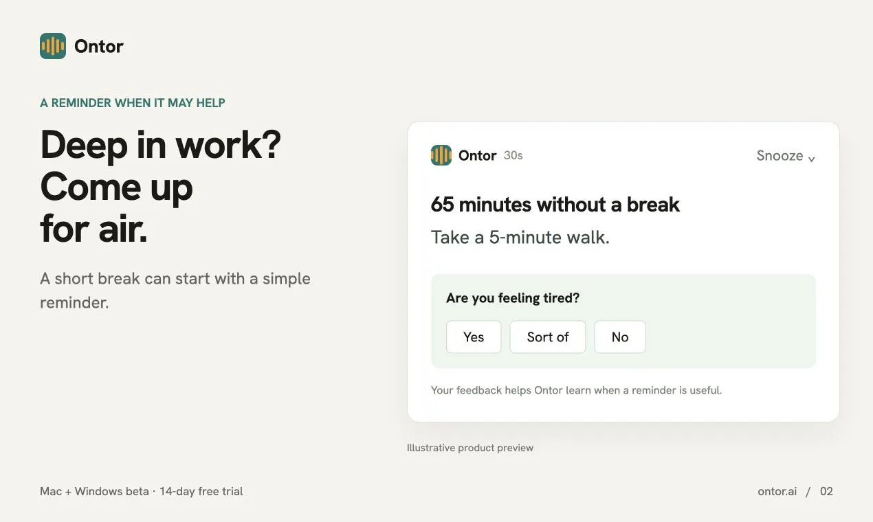 Ontor.ai: Smart Break Reminders screenshot 2