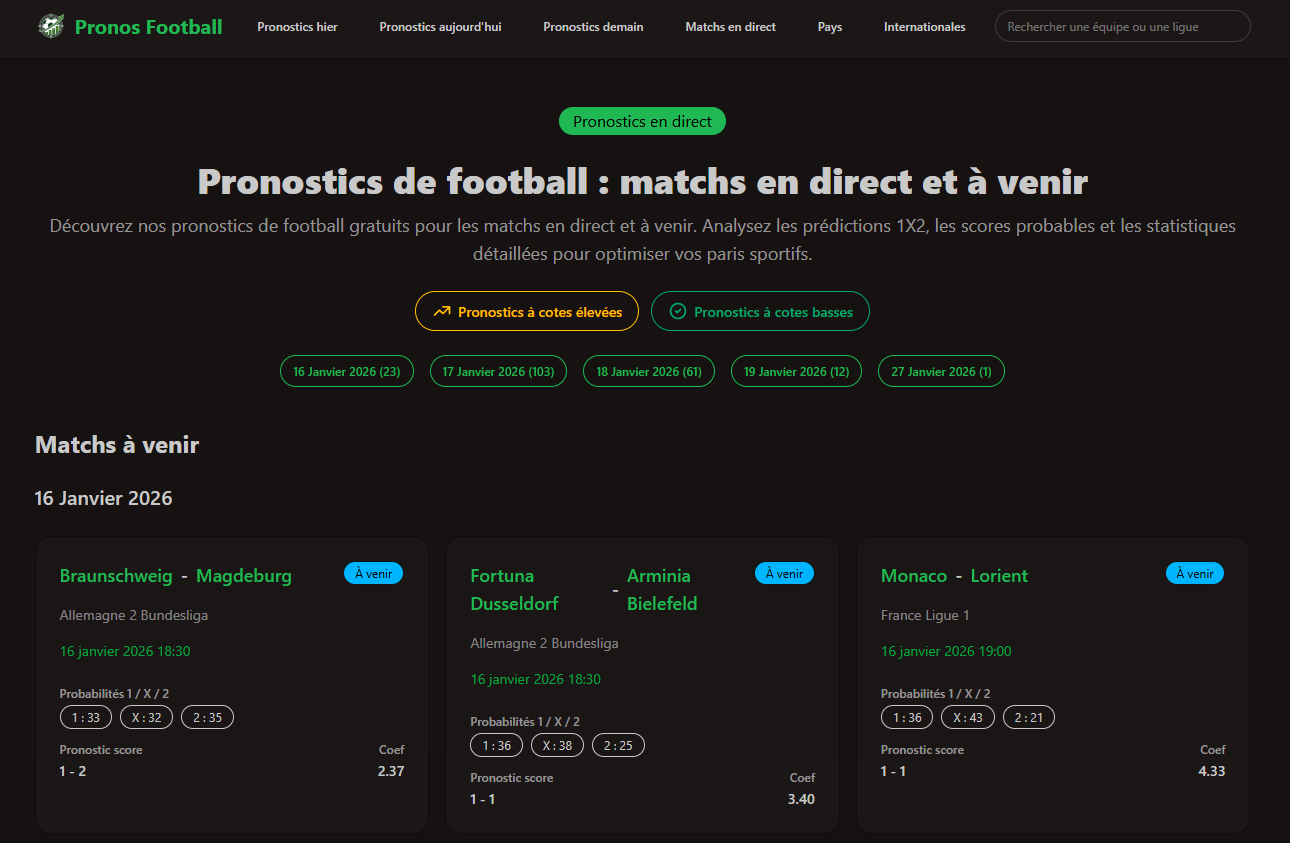 Pronos Football - Screenshot 2 showing product features and functionality