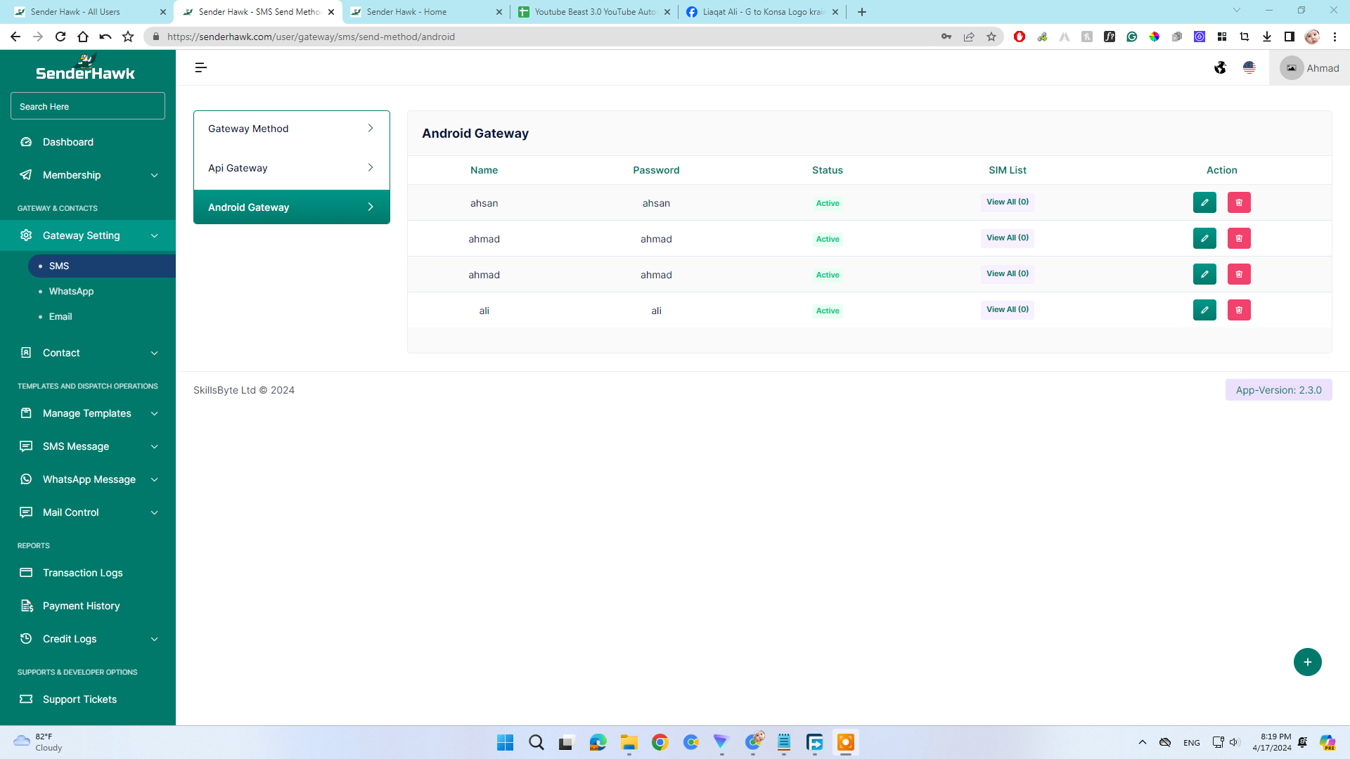 Sender Hawk: Email en vrac, SMS, WhatsApp media 2