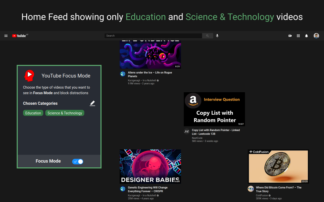 YouTube Focus Mode gallery image